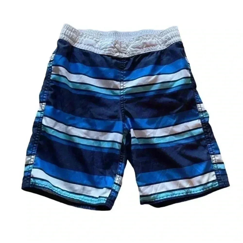 Old Navy Blue White Stripes Boys Summer Swimming Short Board Pants SZ M # 1205